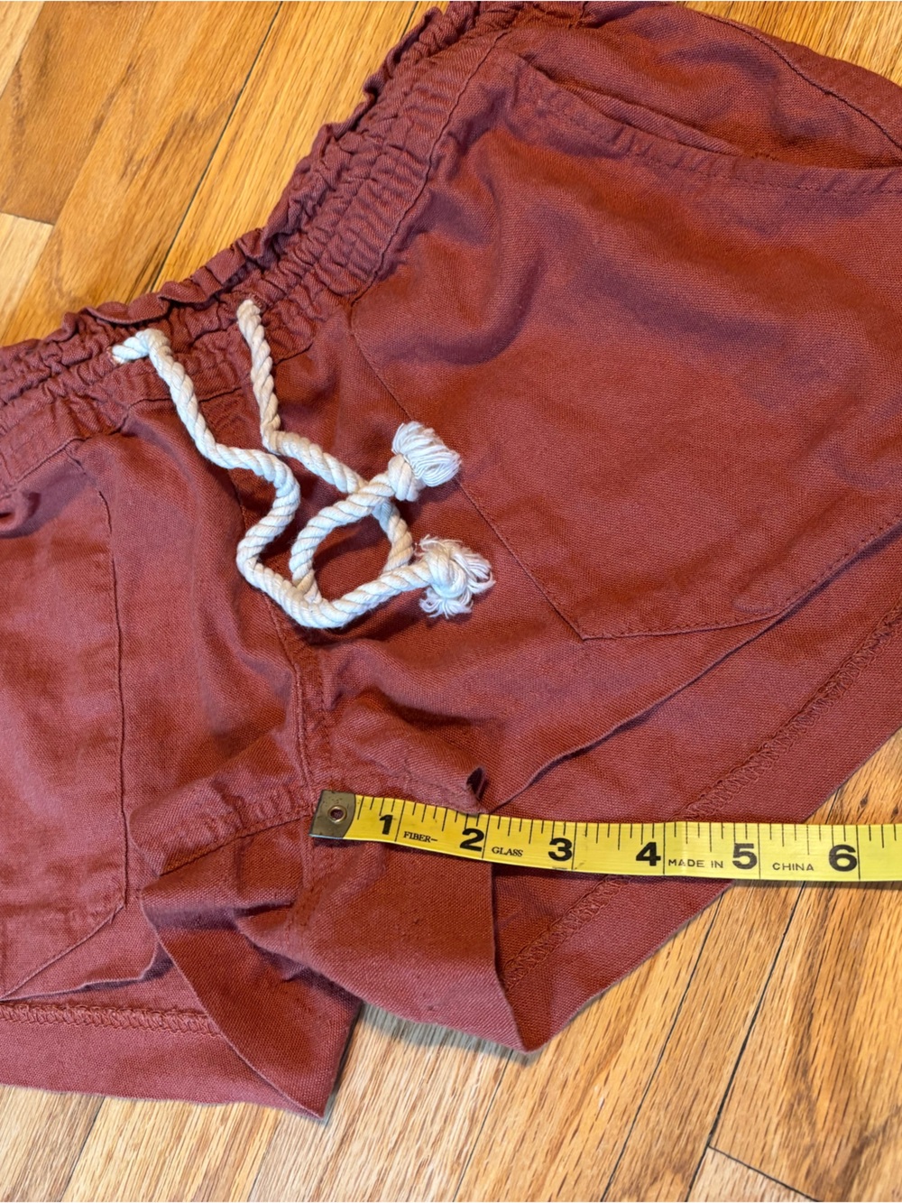 Roxy Women's Rust Drawcord Linen Shorts - Large - Picture 4 of 6